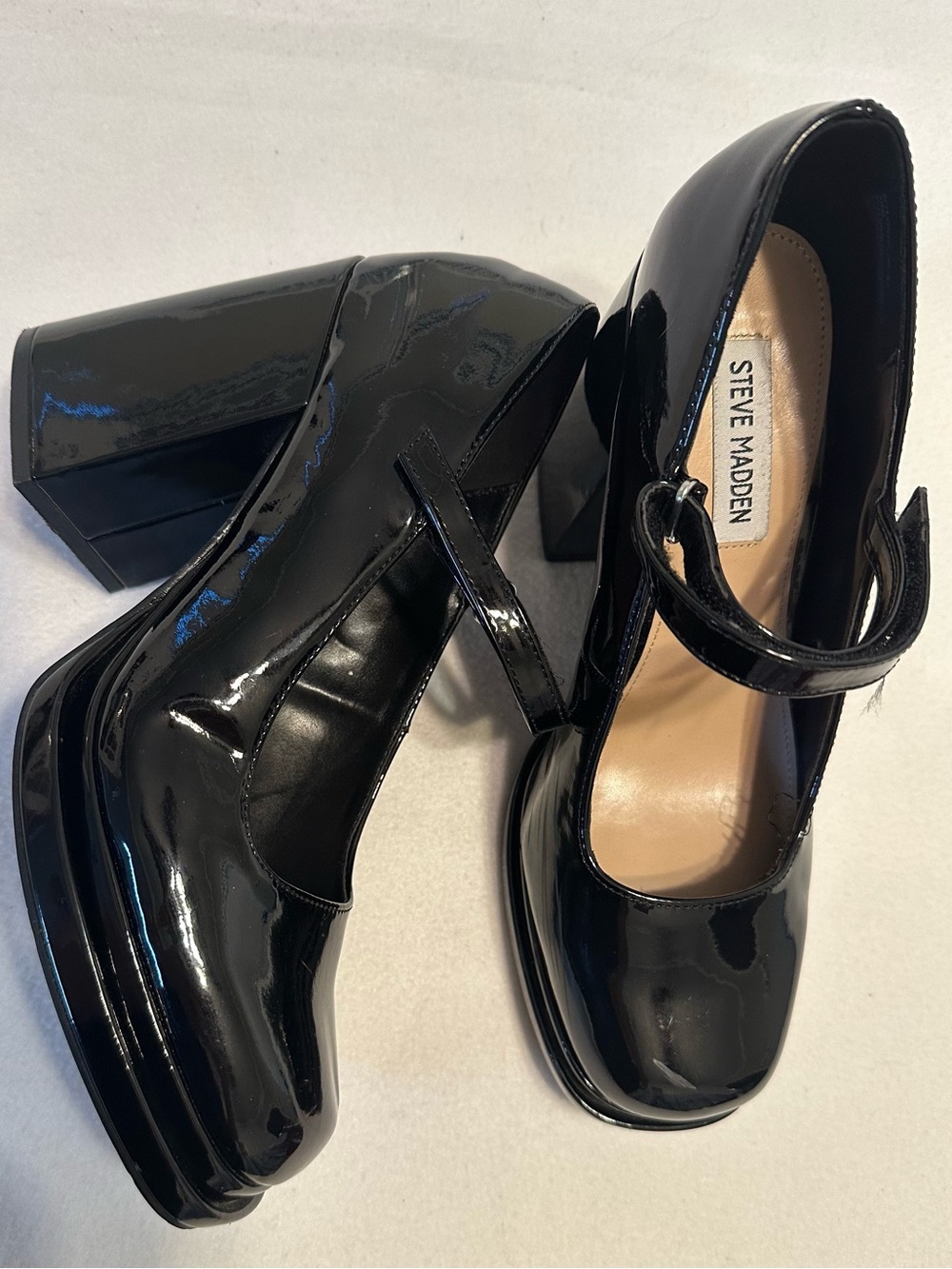 Steve Madden Black Patent Mary Jane Platform Heels